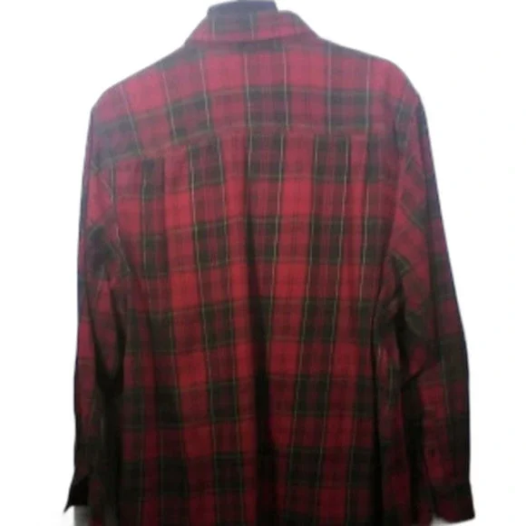 Faded Glory Mens 2XL Red/Black Plaid Long-sleeve Flannel Shirt Button Collar - Picture 6 of 12